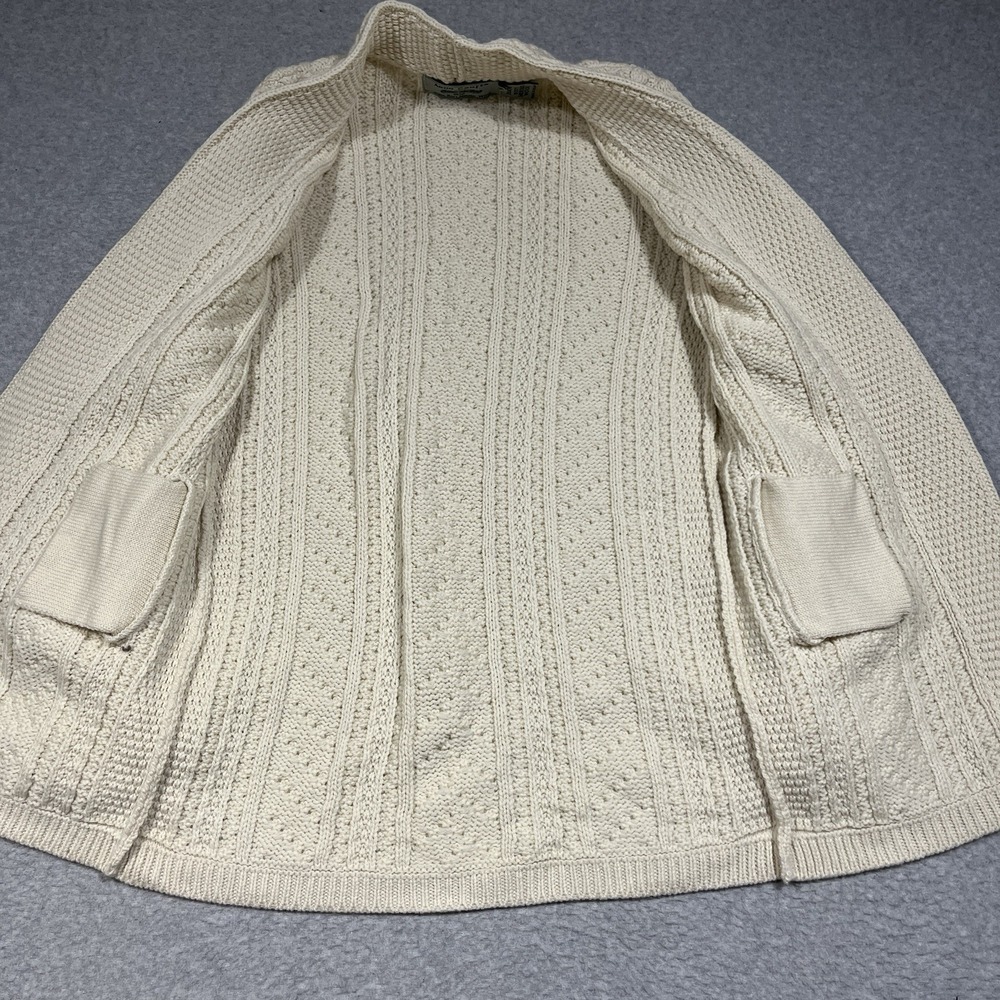 Aran Crafts Sweater Cardigan Womens Medium Ivory 100% Soft Merino Wool Ireland - Picture 4 of 9